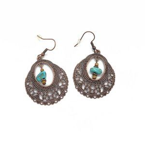 Round Copper Dangle Earnings